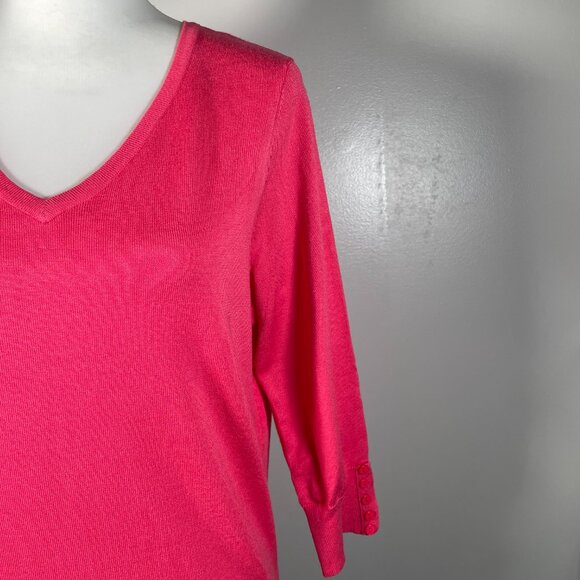 Architect Pink V Neck Tight Knit 3/4 Sleeve Pullover Sweater PXL - Picture 4 of 12